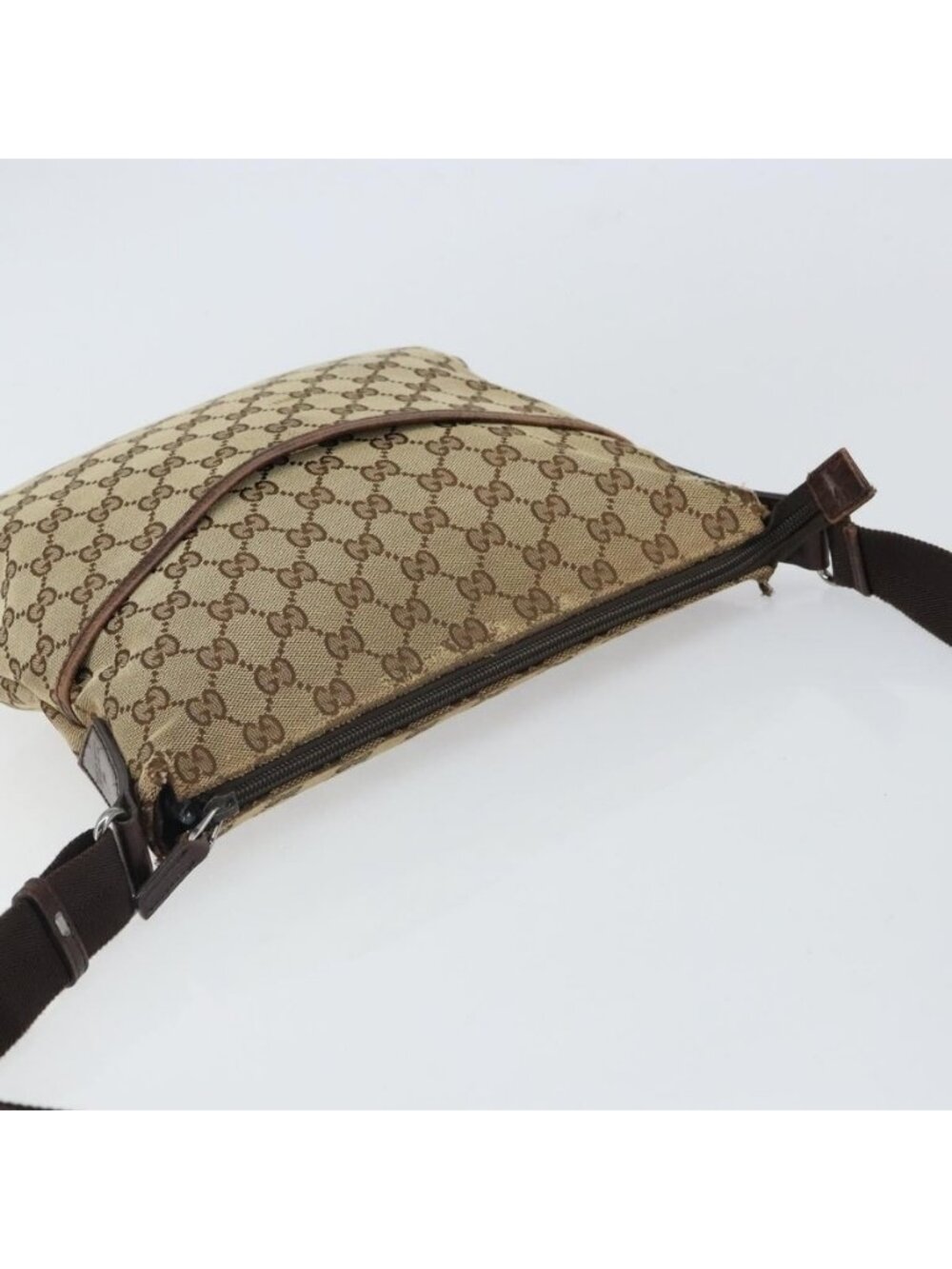 Authentic GUCCI GG Canvas Shoulder Bag Beige Silver 145857 - Picture 13 of 16